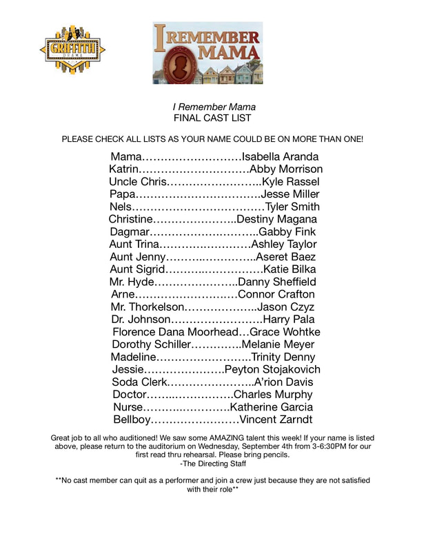 Cast and Production List - GRIFFITH THEATRE COMPANY